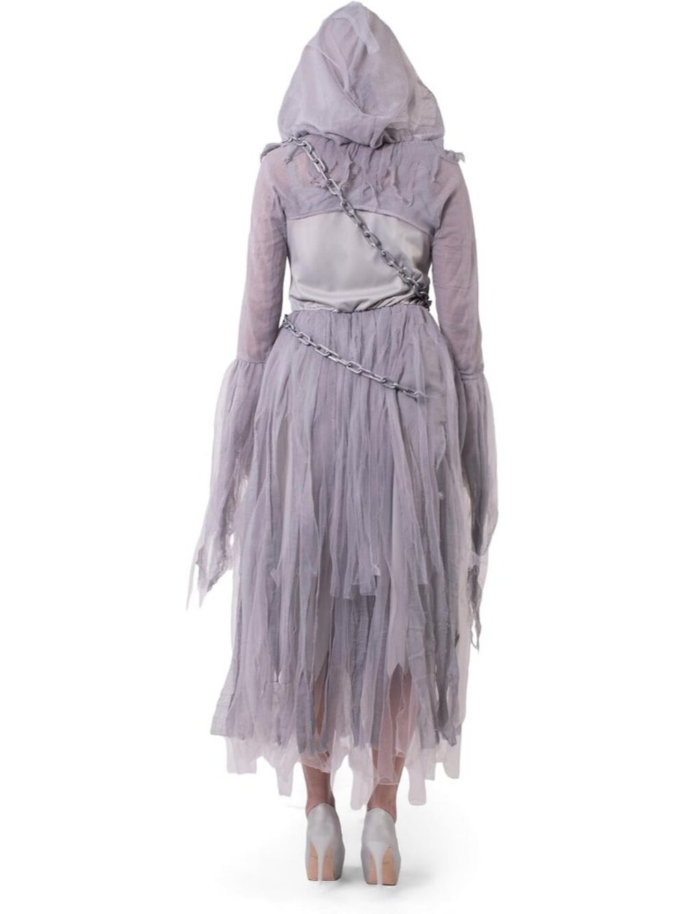 Women's Grey Comfortable Ghost Cape Dress Halloween Haunting Beauty Cosplay - Picture 3 of 7